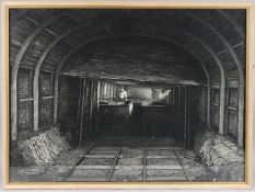 M MIDDLEHURST (20TH CENTURY) 'Loading Coal (Pan Face) 1932' lamp black watercolour, signed and dated