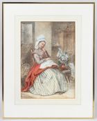 ANNA MARIA CHARRETIE (1819-1875) 'Wandering Thoughts' Interior scene of a seated woman. watercolour,