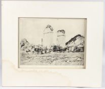 WALTER M KEESEY 'Le Cateau 1918' Etching with tone, signed in pencil, inscribed and dated 1920,