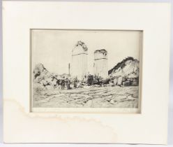 WALTER M KEESEY 'Le Cateau 1918' Etching with tone, signed in pencil, inscribed and dated 1920,