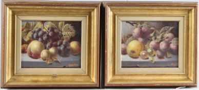 OLIVER CLARE Still life of fruit, pair of oils on board, signed, 12cm x 15cm (2)