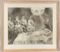 SYDNEY CARLINE Christ and followers attending to a sick woman charcoal on paper, signed and dated