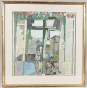 S O'NEILL 'Interior' pencil and watercolour with collage, signed and inscribed on the reverse,