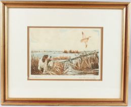 REUBEN WARD BINKS 'The Flight' colour aquatint, signed and inscribed in pencil, 20cm x 28cm