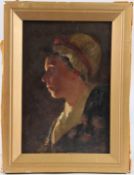 SCOTTISH SCHOOL (19TH CENTURY) Portrait of a woman in side profile, oil on board, 25cm x 17cm