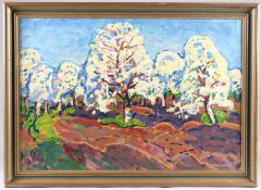 YURI KOLOSOVSKI Apple blossom trees, oil on canvas, signed, 48cm x 67cm