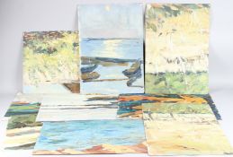 RUSSIAN SCHOOL (20TH CENTURY) landscapes and seascape studies, collection of nine oils on card,
