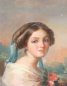 FRENCH SCHOOL (19TH CENTURY) Portrait of a young woman, oil on canvas, inscribed verso, unframed,