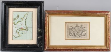 TWO ANTIQUE MAPS OF CEPHALONIA both framed, 11cm X 16cm and 19cm x 13cm