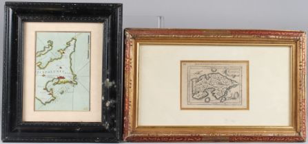 TWO ANTIQUE MAPS OF CEPHALONIA both framed, 11cm X 16cm and 19cm x 13cm