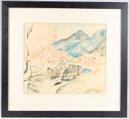 LESLIE HURRY Rocky mountain river scene, watercolour, signed and dated '36, 36.5cm x 42.5cm