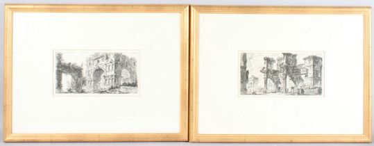 AFTER FRANCESCO PIRANESI (1758-1810) Parti del Foro di Nerva, engraving 14.5cm x 28cm and another