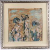 HENRYK GOTLIB (1892-1966) Three nudes, pastel and mixed media on paper, signed, 42.5cm x 43cm