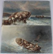 AFTER EUGENE ISABEY (1804-1886) Fishermen putting their boat out to sea and Fishermen at sea, pair