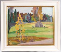 VIKTOR TEMPLIN (1920-1994) Landscape with trees, oil on canvas, signed, 39.5cm x 48cm