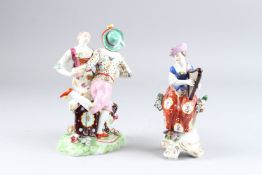 A SAMSON CHELSEA DERBY PORCELAIN GROUP of a man and woman dancing. 8ins high and a lady with