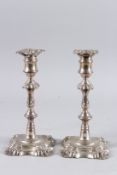 A GOOD PAIR OF VICTORIAN SHEFFIELD SILVER CANDLESTICKS. Sheffield 1847, 9.5ins high.