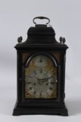 A GOOD 18TH CENTURY EBONY BRACKET CLOCK BY JOHN FLADGATE, LONDON, with eight day double fusee