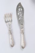 A PAIR OF VICTORIAN SILVER FISH SERVERS, with pierced and engraved decoration, Birmingham 1854,