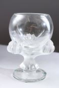 A LALIQUE BAGHEERA CRYSTAL PEDESTAL BOWL. Signed Lalique, France. 8.5ins high.