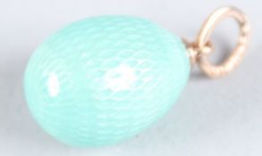 A RUSSIAN BLUE ENAMEL EGG PENDANT.