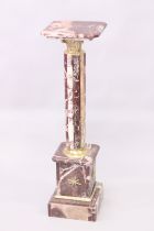 A VARIEGATED ROUGE, MARBLE AND ORMOLU COLUMN, 3ft 4in high x 11in wide.