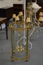 A LARGE AND IMPRESSIVE BRASS AND GLASS HALL LANTERN 20cm high x 55cm diameter.