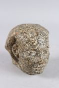 A ROMAN STONE CARVED HEAD 13cm