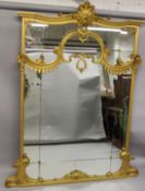 A SUPERB LOUIS XVITH DESIGN GILTWOOD MARBLE TOP CONSOLE AND MIRROR. Console 3ft 4ins high, Mirror
