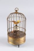 A SMALL, REPRODUCTION BIRD CAGE AUTOMATON CLOCK, 7.5in high.