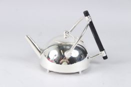 A CHRISTOPHER DRESSER STYLE PLATED ROUND SHAPE TEAPOT.