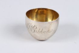 A GEORGE III SILVER TUMBLE CUP, inscribed B P Gibbon, London 1795, maker Henry Chawner, 2.5in