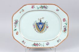 SAMSON OF PARIS, an octagonal shape porcelain armorial dish, painted to the centre with a coat of