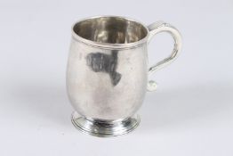 A GEORGE I SCOTTISH SILVER BALUSTER SHAPE CHRISTENING MUG, with scroll handle, Edinburgh 1723, maker