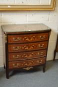 A FRENCH STYLE MARQUETRY AND ORMOLU FOUR DRAWER CHEST.