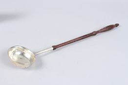 A SCOTTISH SILVER TODDY LADLE, with turned wood handle, Perth circa 1800, maker Robert Keay, 14¾in