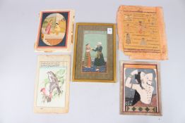 A COLLECTION OF FIVE INDO-PERSIAN MINIATURE PAINTINGS.