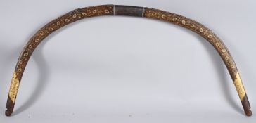 A SUPERB MOGhUL TURKISH GOLD INLAID BOW 50ins long overall