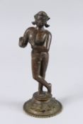 A FINE LARGE 17TH - 18TH CENTURY SOUTH INDIAN BRONZE FIGURE OF FLUTING KRISHNA. 8.5ins high