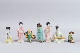 A COLLECTION OF SEVEN CHINESE POTTERY FIGURES.