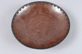 A SILVER RIM EARLY PORCELAIN BOWL 8ins diameter