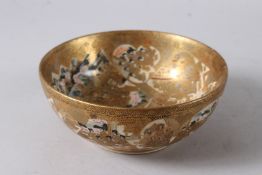 A LATE 19TH/EARLY 20TH CENTURY JAPANESE SATSUMA BOWL, painted to the interior and exterior with