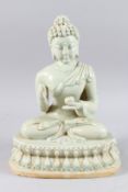 A CHINESE 'YINQUIN' GLAZED SEATED SAKYAMUNI BUDDHA, 14in high.