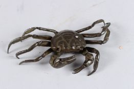 A BRONZE OKIMONO OF A CRAB, with articulated legs, 6½in wide.