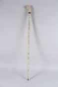 A RARE 19TH - 20TH CENTURY INDIAN CARVED WHITE AGATE OR QUARTZ WALKING STICK. 35ins long.
