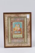 A FINE 19TH CENTURY INDIAN JODHPUR PAINTING DEPICTING TWO LOVERS on a balcony. Image 10ins x 6.5ins,