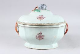 A 19TH CENTURY CHINESE FAMILLE ROSE TUREEN AND COVER, probably for the European market, the cover