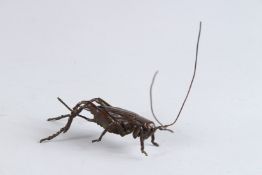 A BRONZE OKIMONO OF A LONGHORN BEETLE, 4in long.