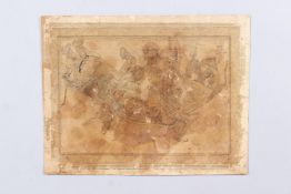 A FINE 17TH - 18TH CENTURY MUGHAL INDIAN DRAWING OF A COMPOSITE ELEPHANT. Image 5.5ins x 7.5ins,