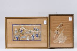 AN EARLY 20TH CENTURY PERSIAN PAINTING OF FARMERS IN A LANDSCAPE. Signed Imami, and another painting